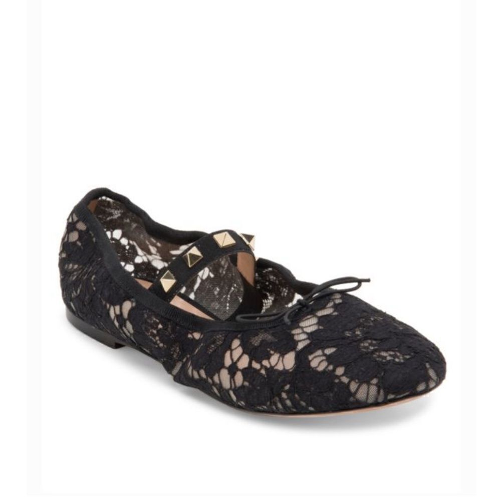 Valentino Rockstud Lace Ballet Flats